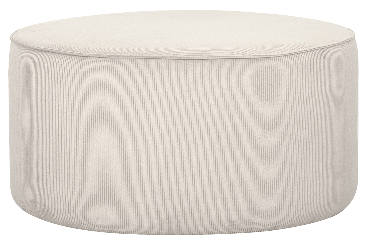 Pouf rond en tissu velours ctel cru D70 cm LOUIS