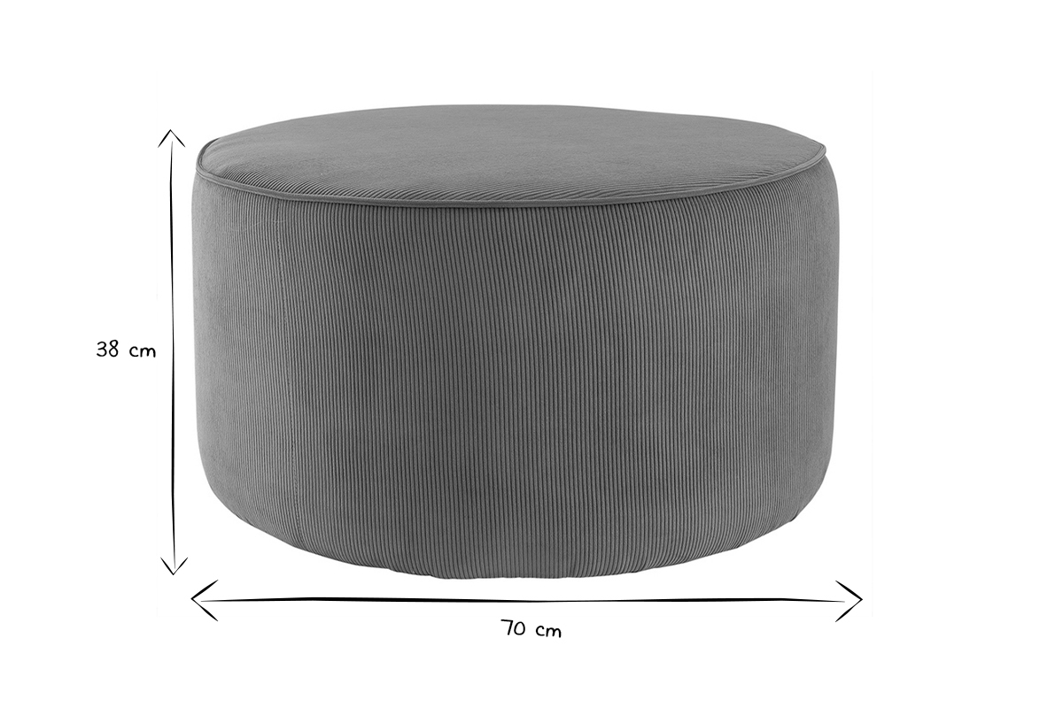 Pouf rond en tissu velours ctel jaune D70 cm LOUIS