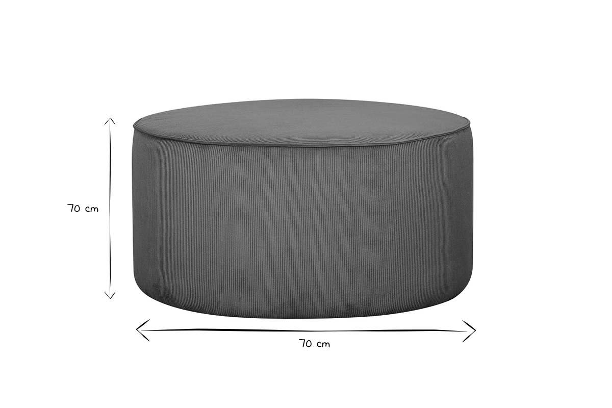 Pouf rond en tissu velours ctel terre brule D70 cm LOUIS