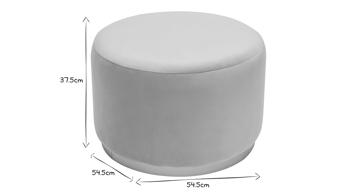 Pouf rond en velours taupe et mtal dor D54 cm AMAYA