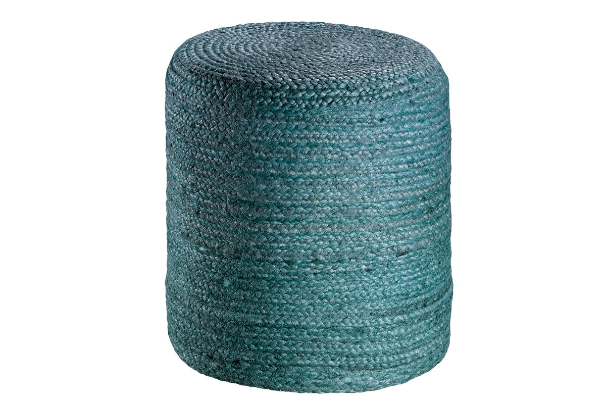 Pouf rond jute bleu canard GUNNY