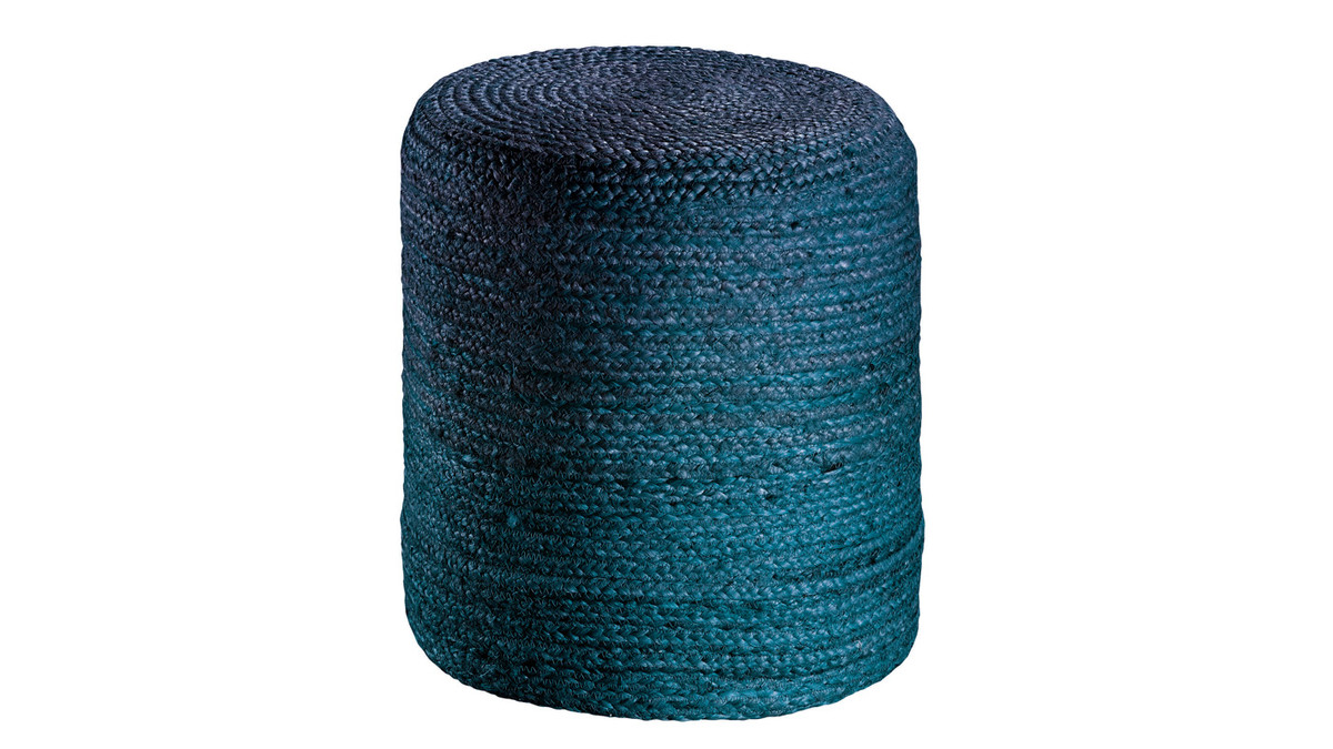 Pouf rond jute bleu GUNNY