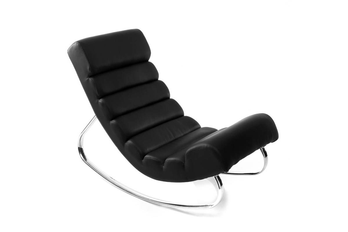 Rocking chair design noir et acier chrom TAYLOR