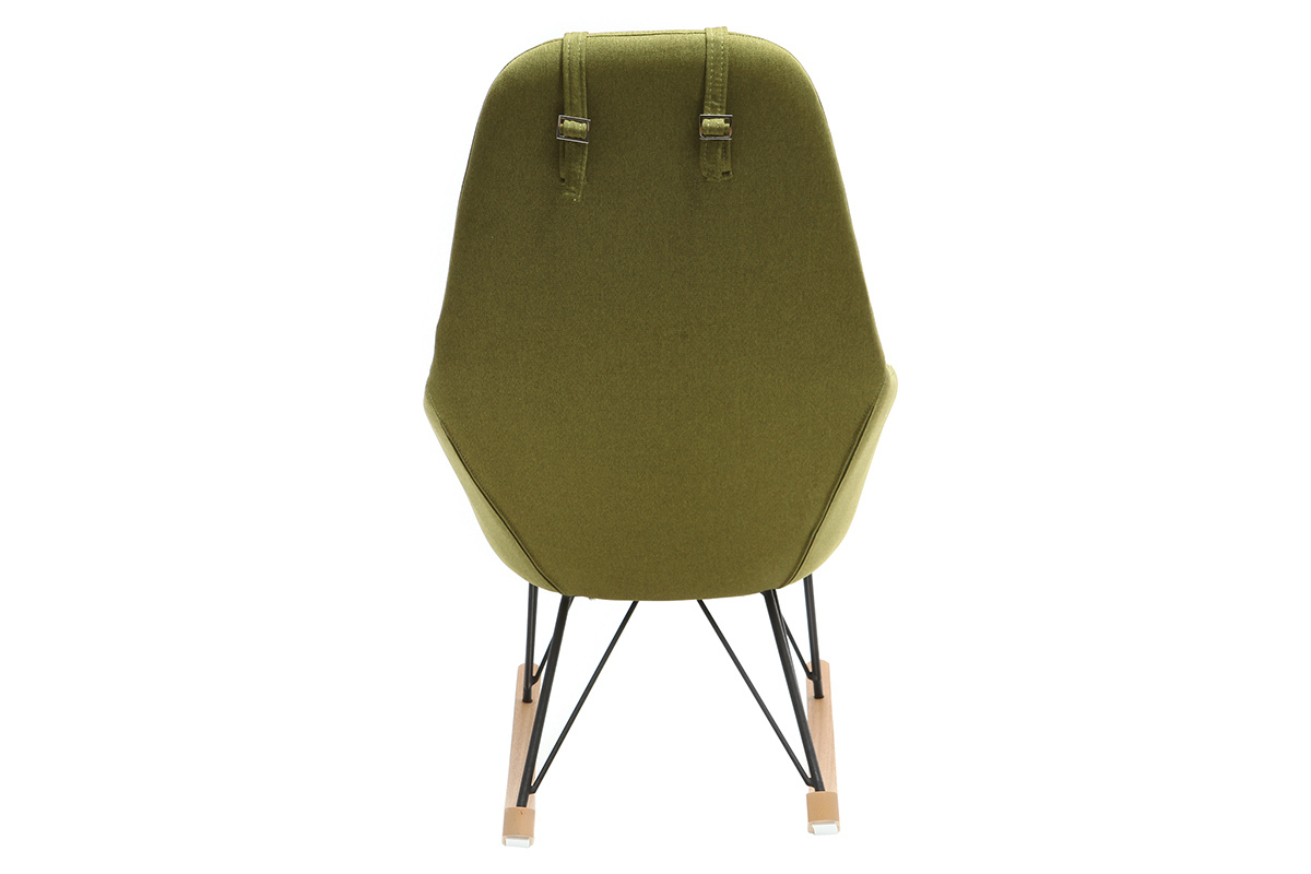 Rocking chair en tissu vert avec pieds mtal et frne JHENE