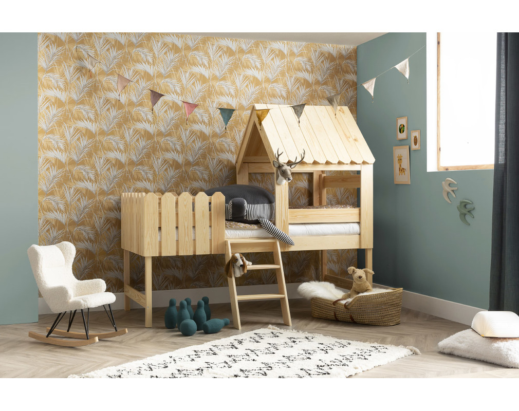 Rocking Chair Enfant Tissu Effet Laine Bouclee Shaun Miliboo