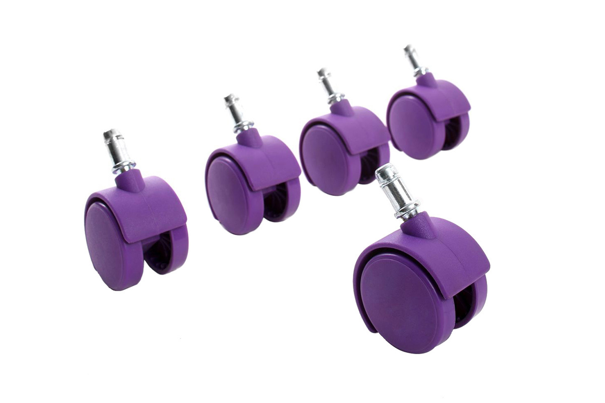 Roulettes fauteuil de bureau violettes (lot de 5)