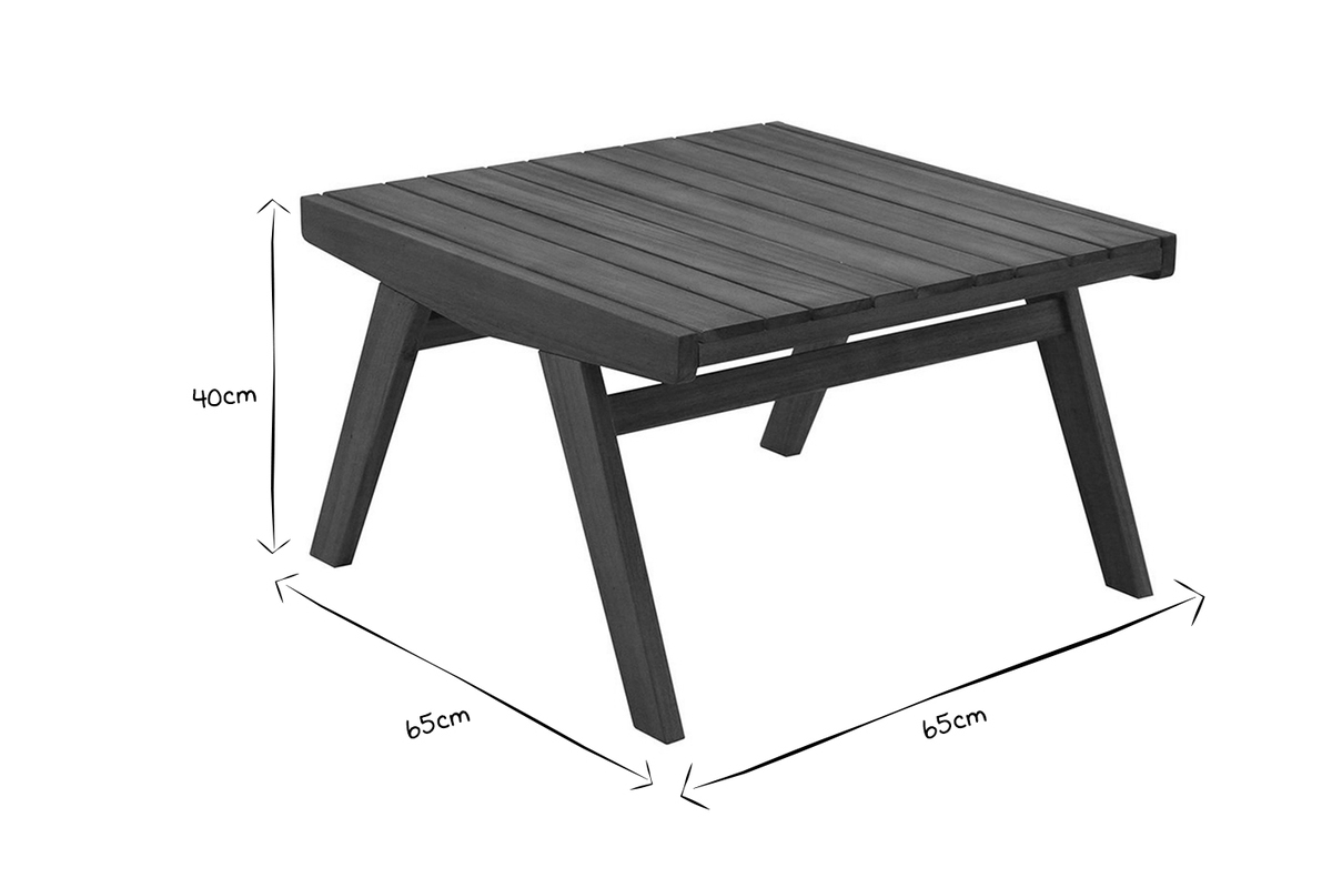 Salon de jardin banc 2 places et table basse en bois massif TIDAK