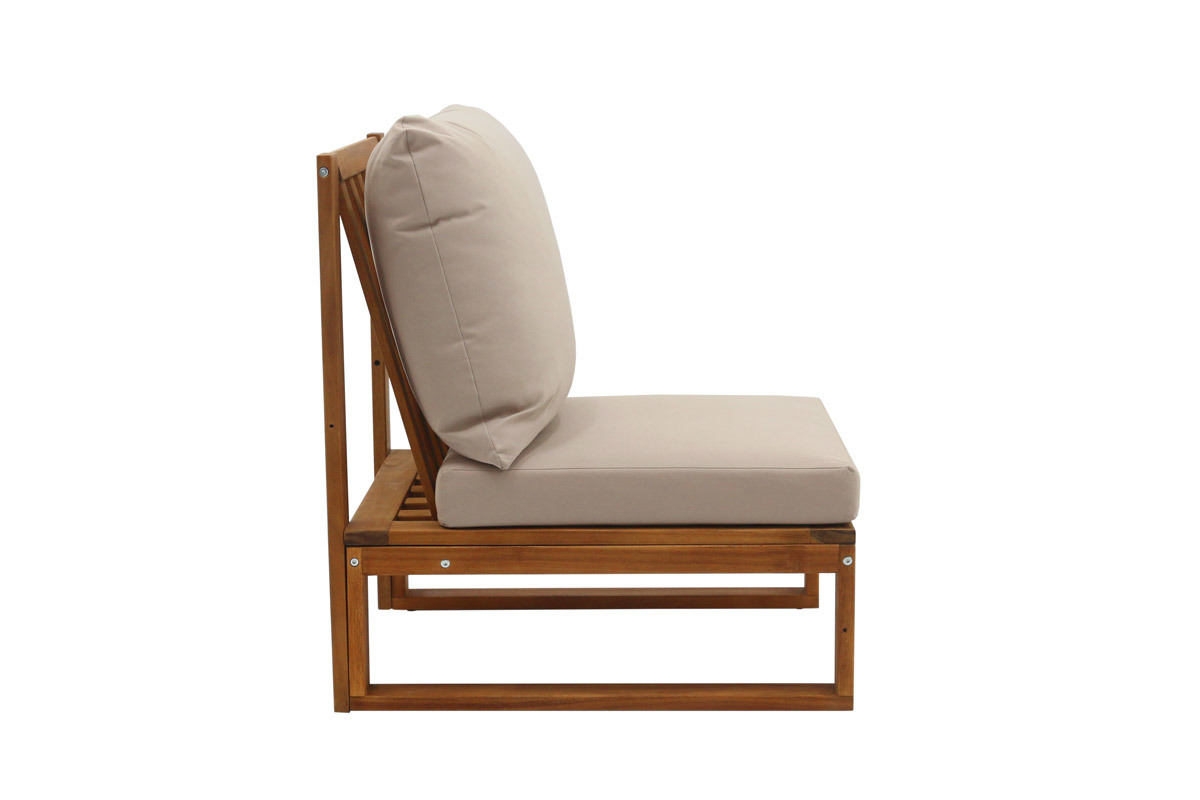 Salon de jardin d'angle 6-8 places en bois massif avec coussins dhoussables taupe SALSA