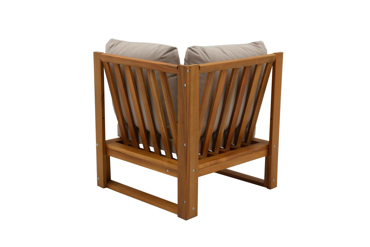 Salon de jardin d'angle 6-8 places en bois massif avec coussins dhoussables taupe SALSA