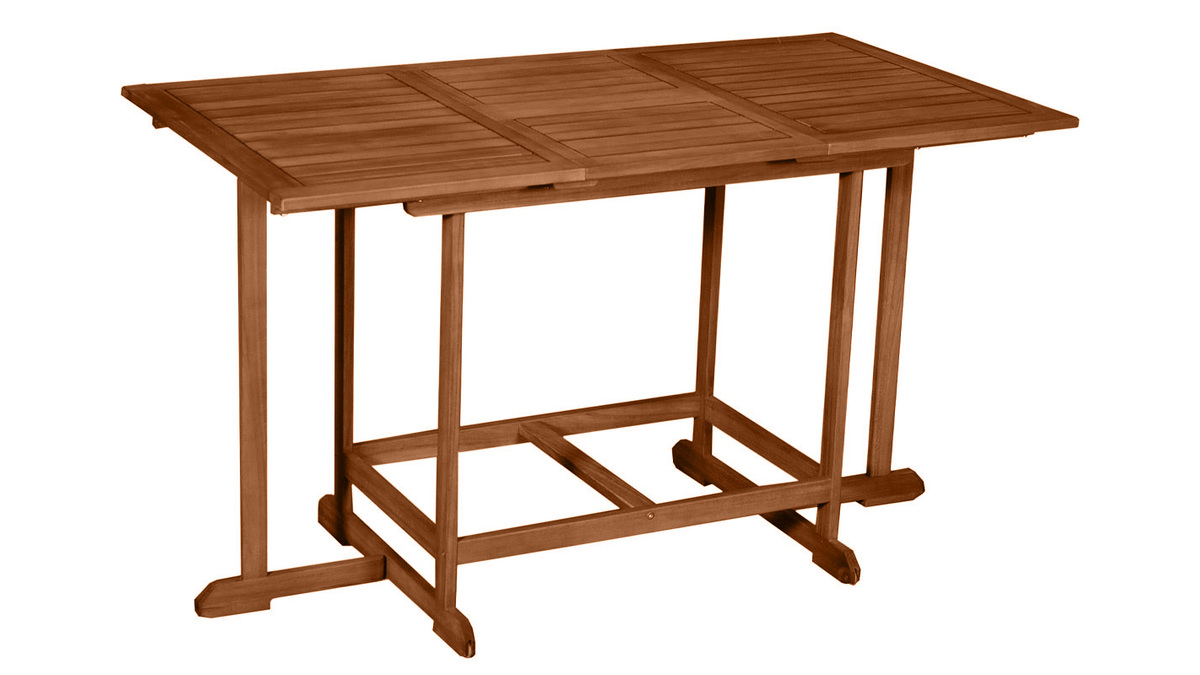 Set d'une table extensible avec rangements et de 4 chaises pliantes en bois massif CARMEN