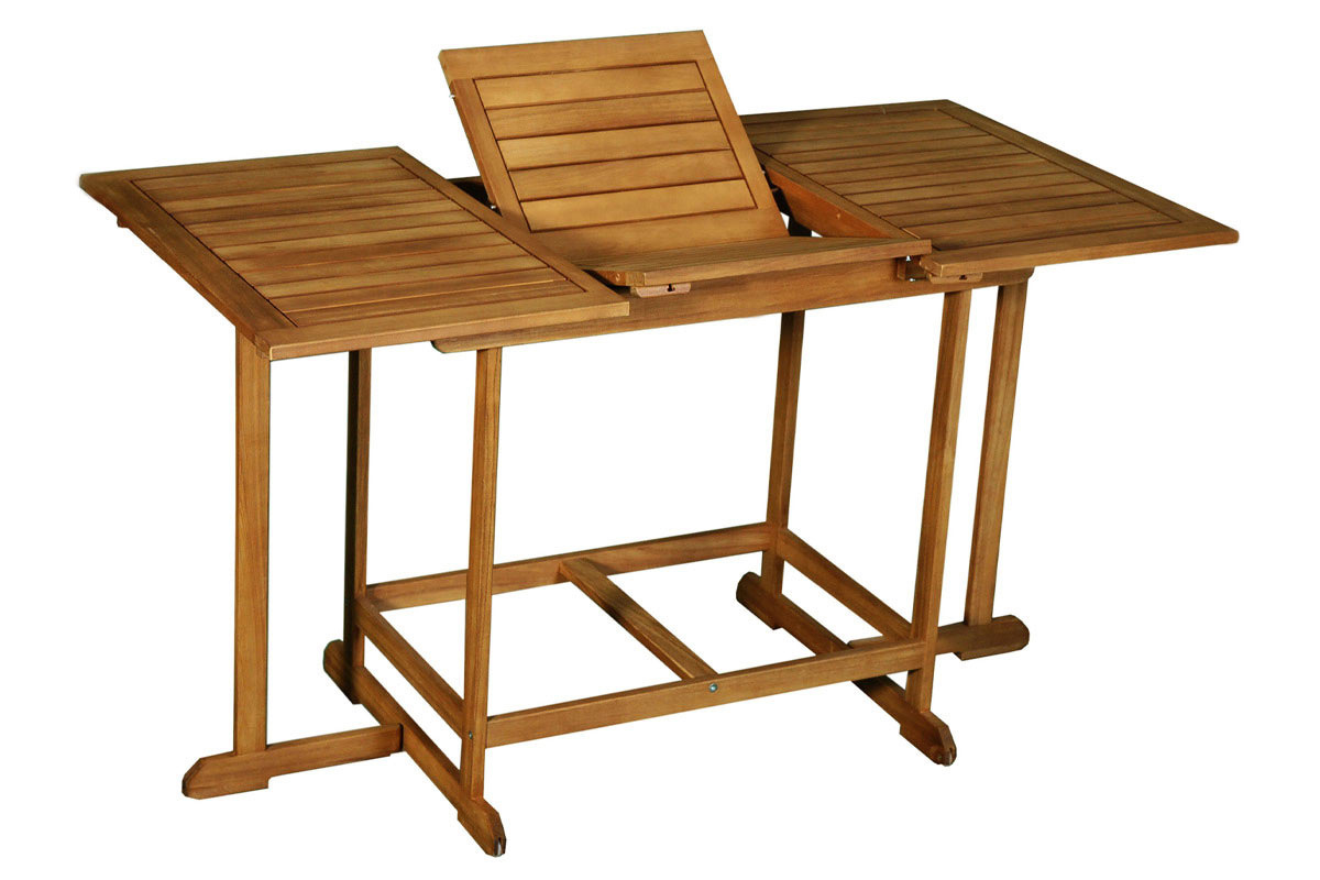 Set d'une table extensible avec rangements et de 4 chaises pliantes en bois massif CARMEN