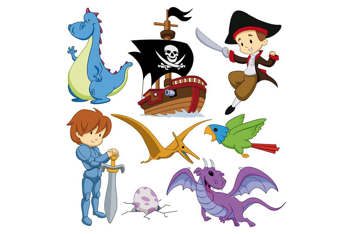 Stickers prince et pirate 30x30cm