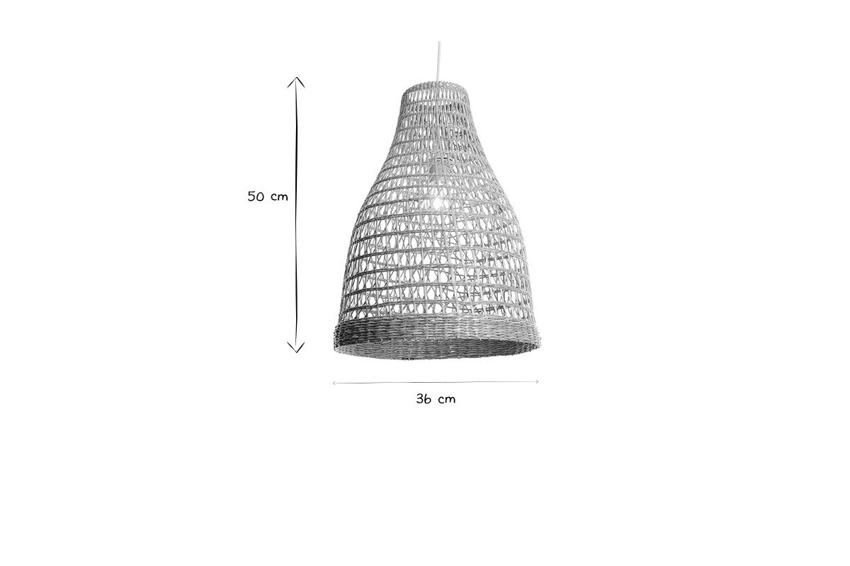 Suspension cloche ajoure en rotin naturel D36 cm PAMPA