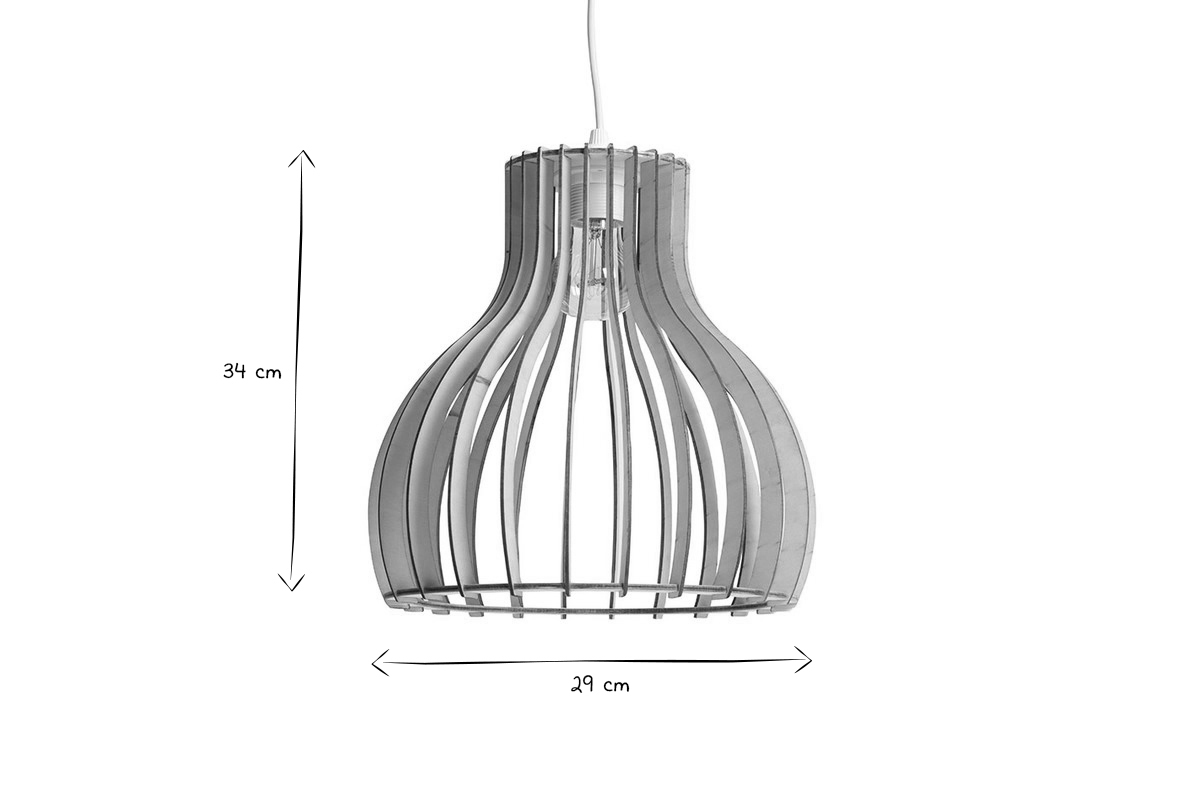 Suspension design ajoure en bois naturel et lige D29 cm FIJI