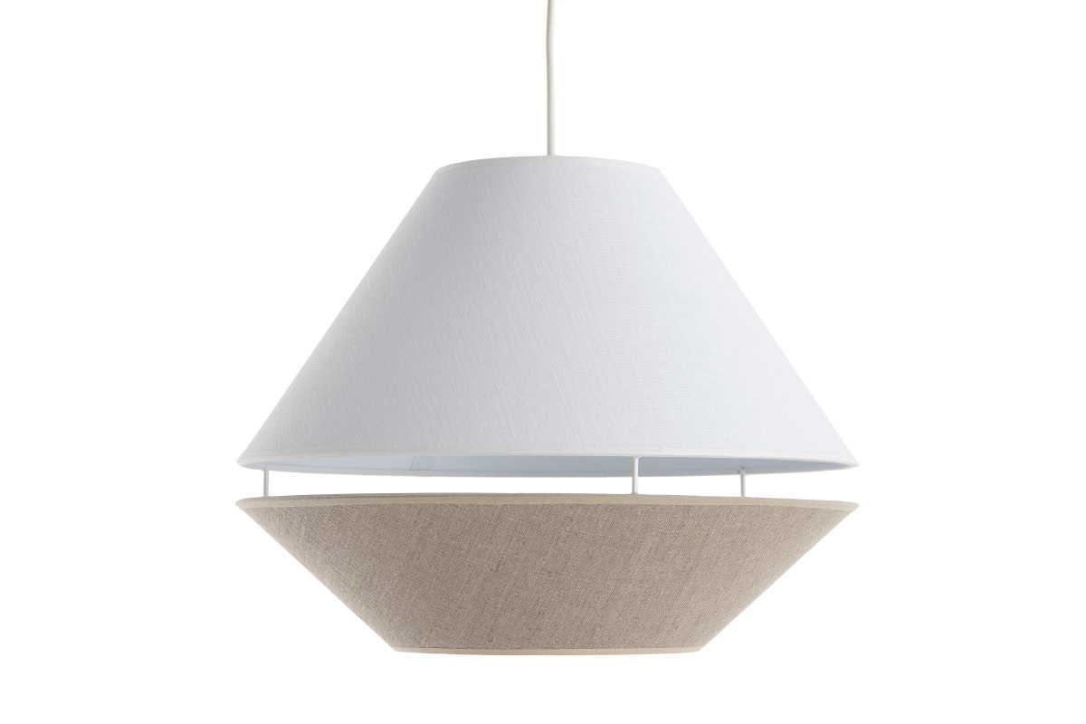 Suspension design en lin naturel et blanc D40 cm KUPPEL