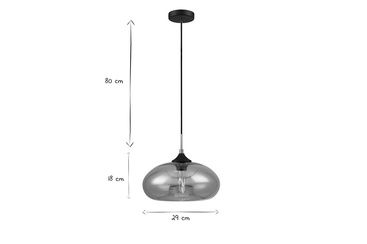 Suspension design en verre souffl fum D29 cm MISTIC