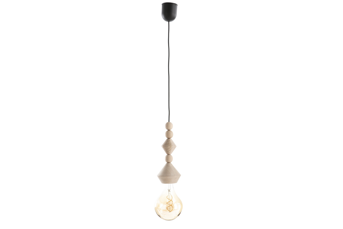 Suspension fil perles en bois naturel massif L10 cm AKOYA