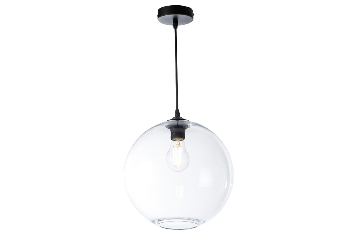 Suspension ronde globe en verre transparent D30 cm DUNA