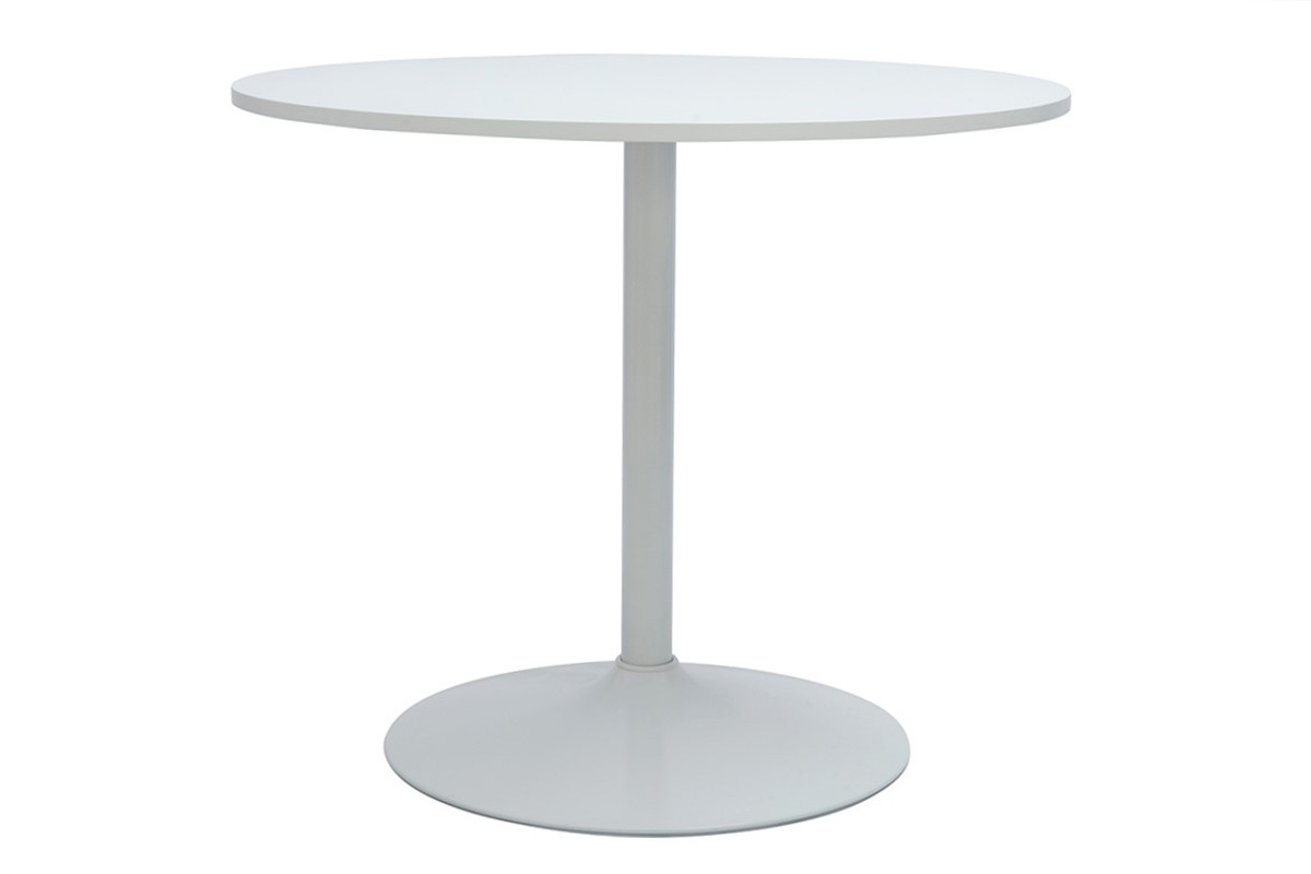 Table  manger design blanc ronde D90 cm CALISTA