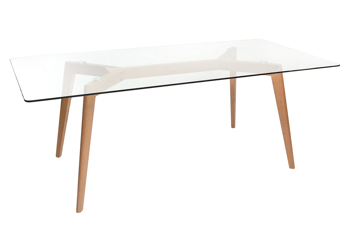 Table  manger design en verre et bois clair L200 cm DAVOS