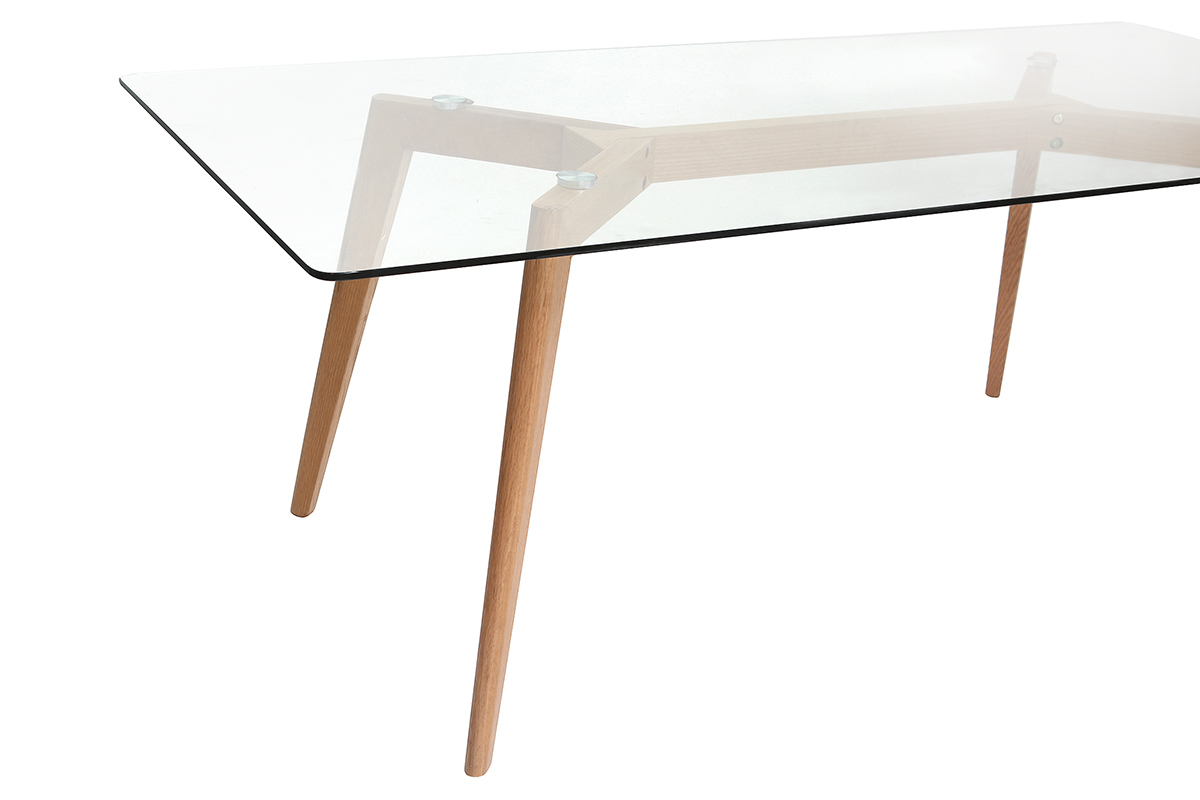 Table  manger design en verre et bois clair L200 cm DAVOS