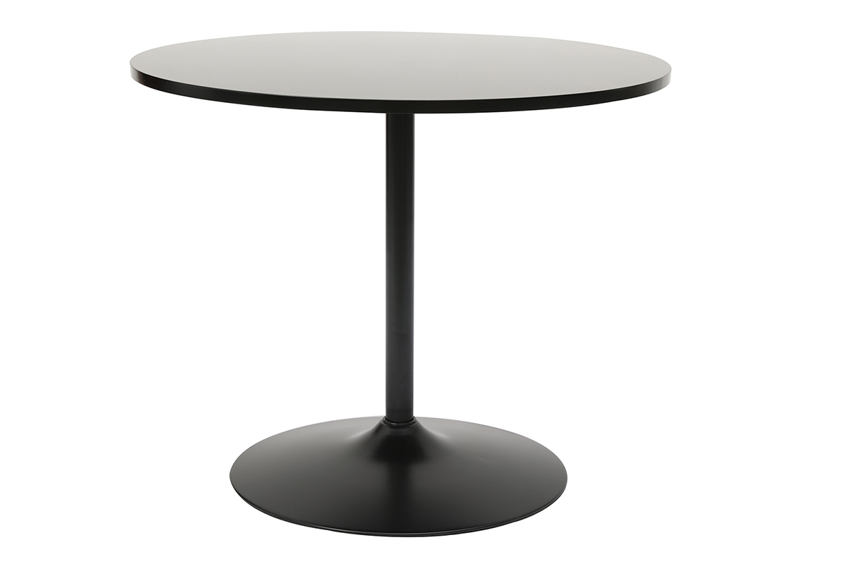 Table  manger design ronde noire D90 cm CALISTA