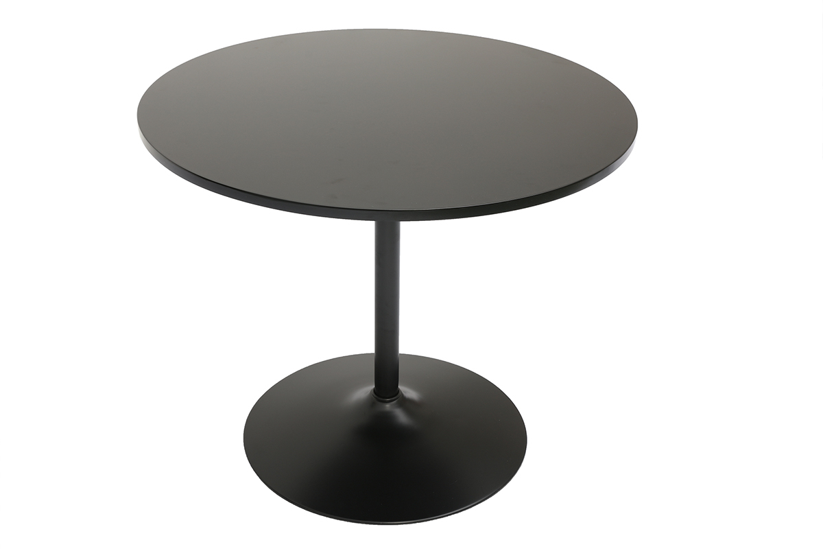 Table  manger design ronde noire D90 cm CALISTA