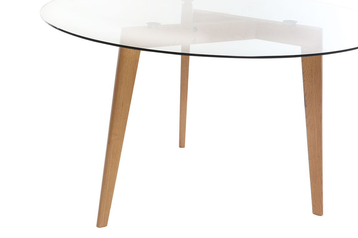 Table  manger design ronde plateau verre D125 cm DAVOS