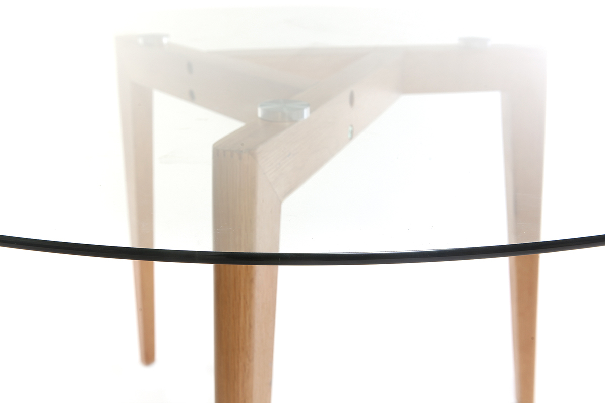 Table  manger design ronde plateau verre D125 cm DAVOS