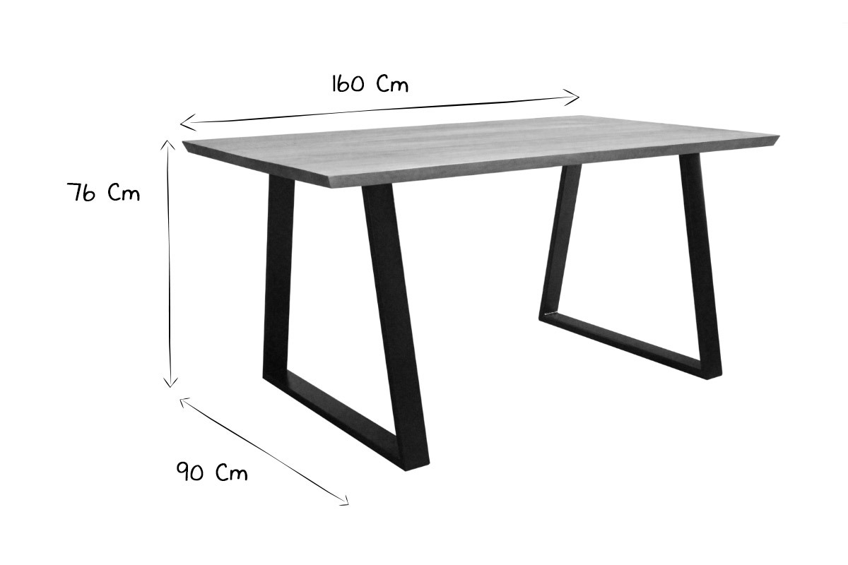 Table  manger en bois manguier massif et mtal noir L160 cm VIJAY