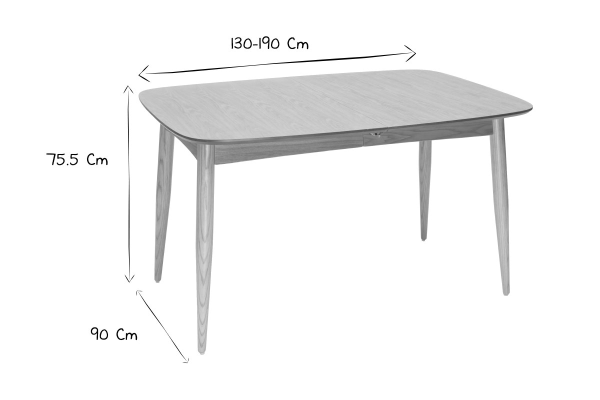 Table  manger extensible frne L130-190 cm NORDECO