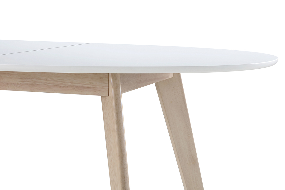 Table  manger extensible ovale blanche et bois clair L150-200 cm LEENA