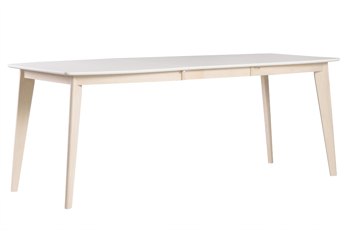 Table  manger extensible scandinave blanc et bois clair L150-200 cm LEENA