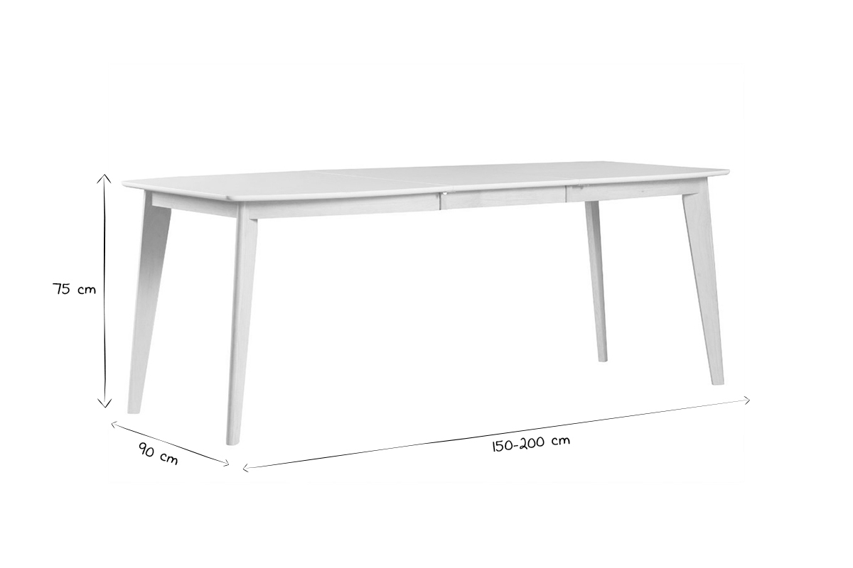 Table  manger extensible scandinave blanc et bois clair L150-200 cm LEENA