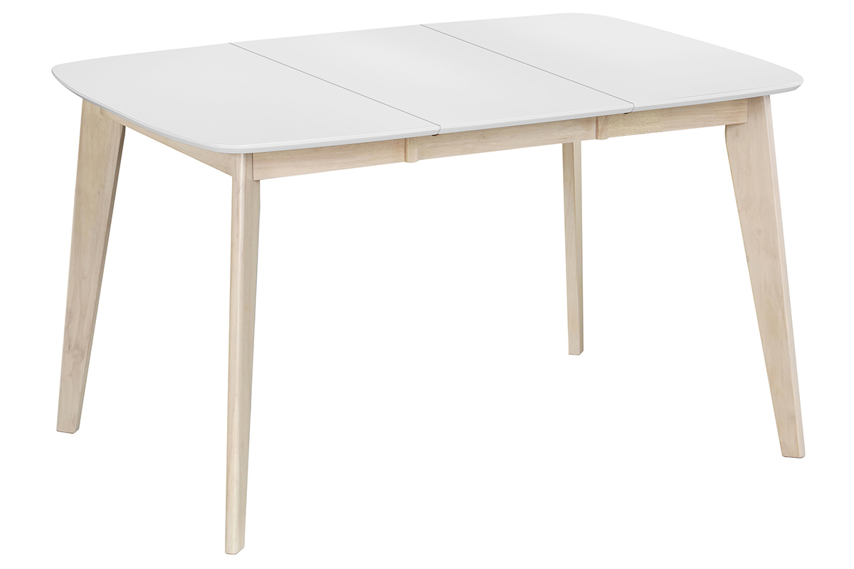 Table  manger extensible scandinave carre blanche et bois L90-130 cm LEENA