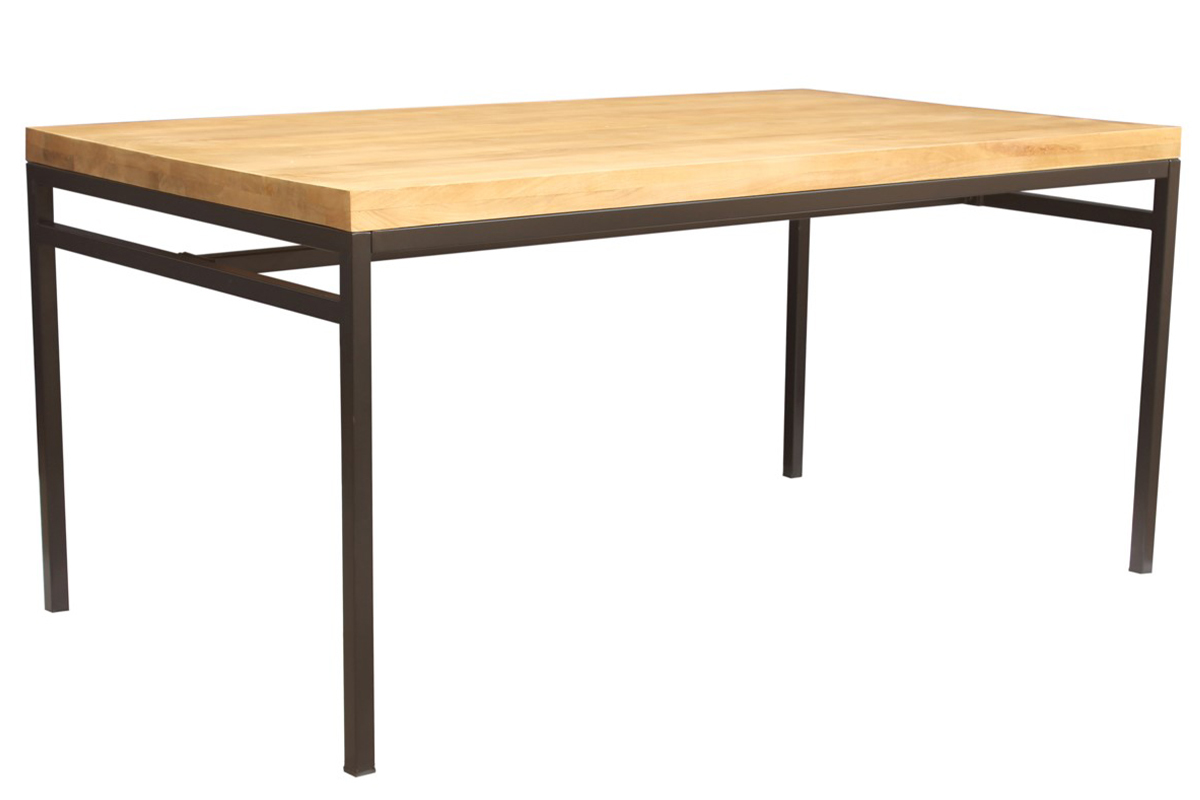 Table  manger industrielle bois manguier massif et mtal L160 cm YPSTER