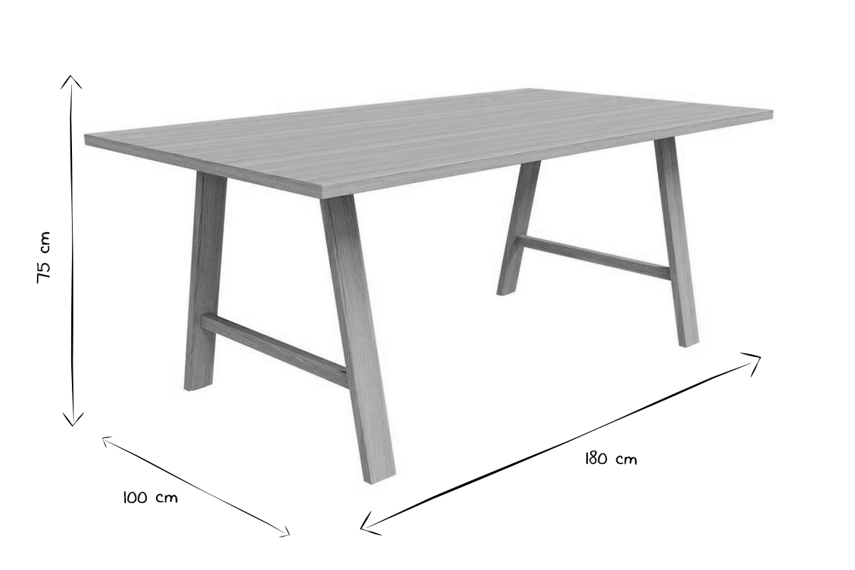 Table  manger rectangulaire bois chne L180 cm SAULE