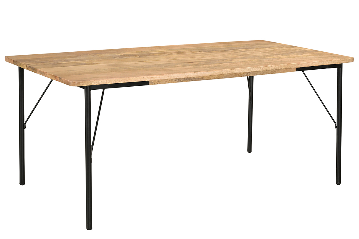 Table  manger rectangulaire en bois manguier massif et mtal noir L180 cm JUDE