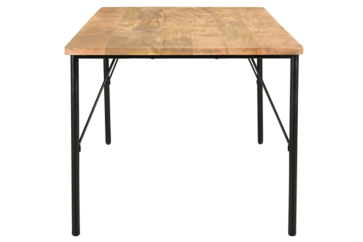 Table  manger rectangulaire en bois manguier massif et mtal noir L180 cm JUDE