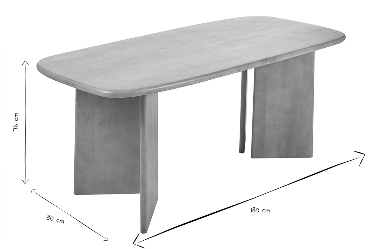 Table  manger rectangulaire en bois manguier massif L180 cm SOTA