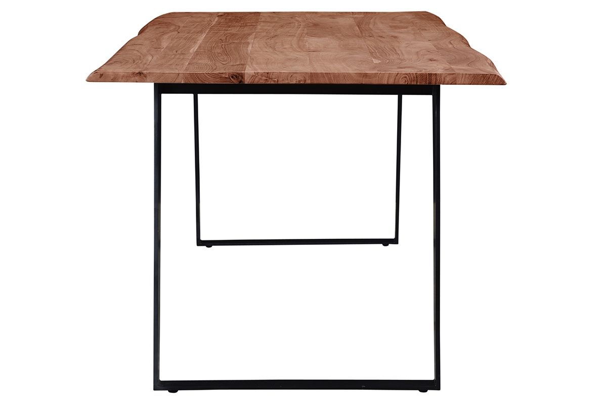 Table  manger rectangulaire en bois massif et mtal noir L175 cm KORA