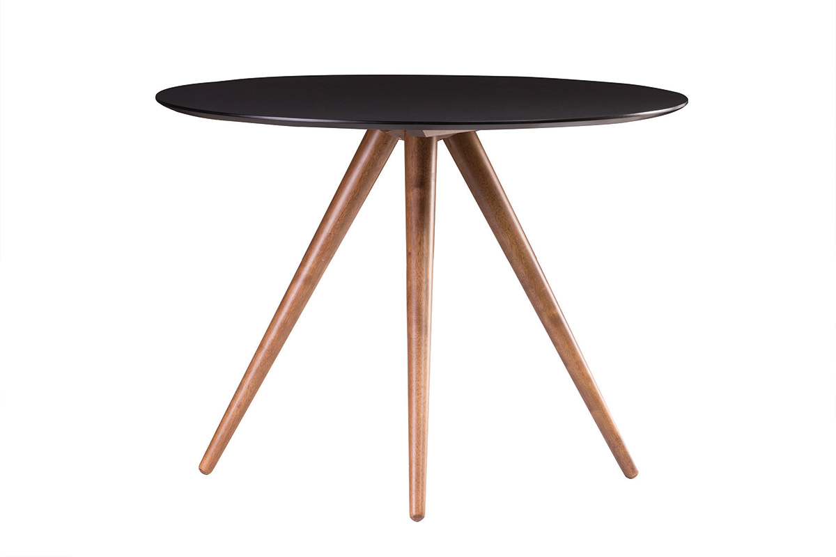 Table  manger ronde design noyer et noir D106 cm WALFORD