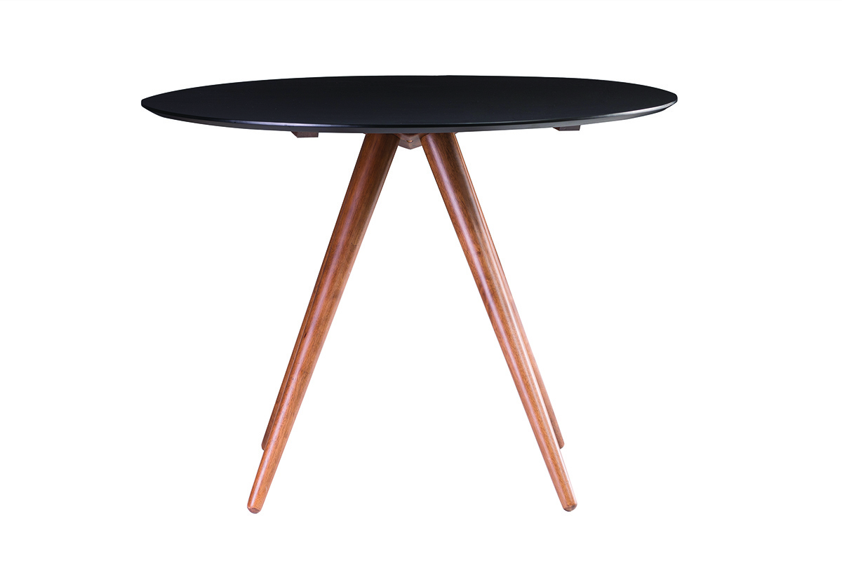 Table  manger ronde design noyer et noir D106 cm WALFORD