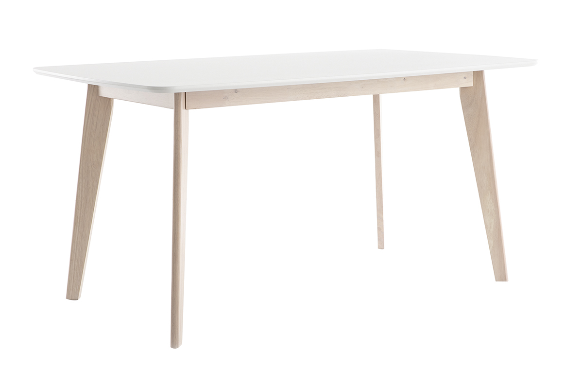 Table  manger scandinave blanc et bois clair rectangulaire L150 cm LEENA