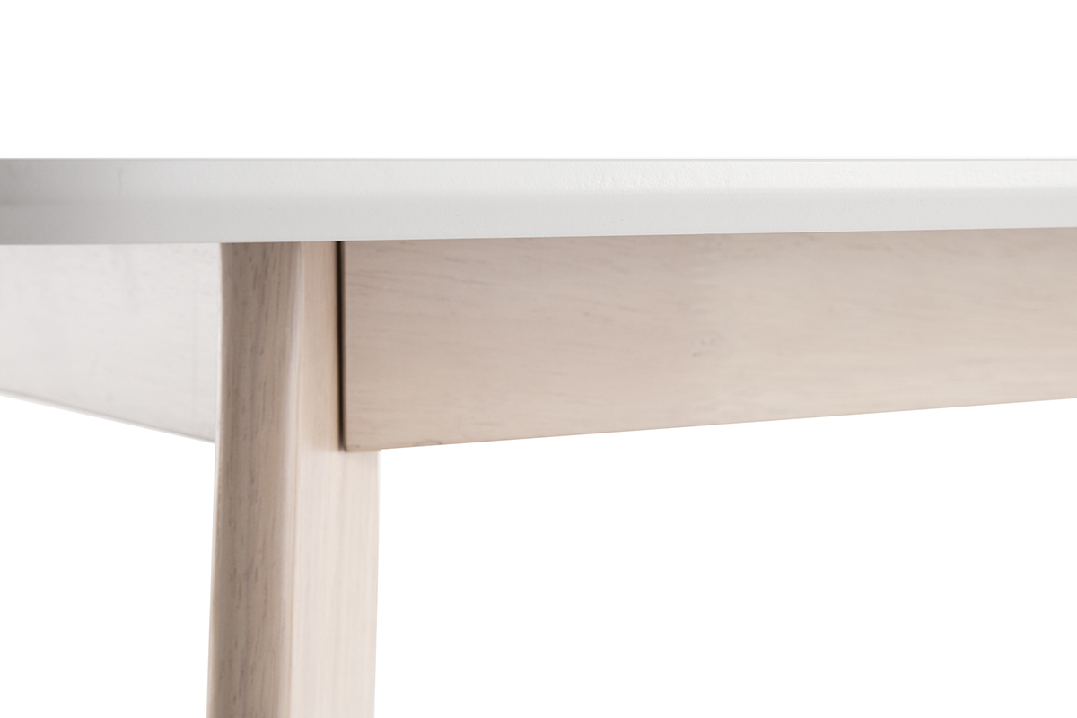 Table  manger scandinave blanc et bois clair rectangulaire L150 cm LEENA