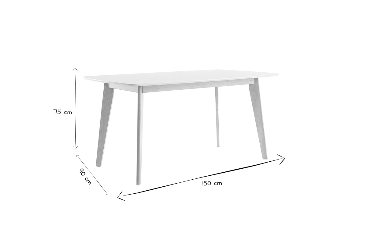 Table  manger scandinave blanc et bois clair rectangulaire L150 cm LEENA