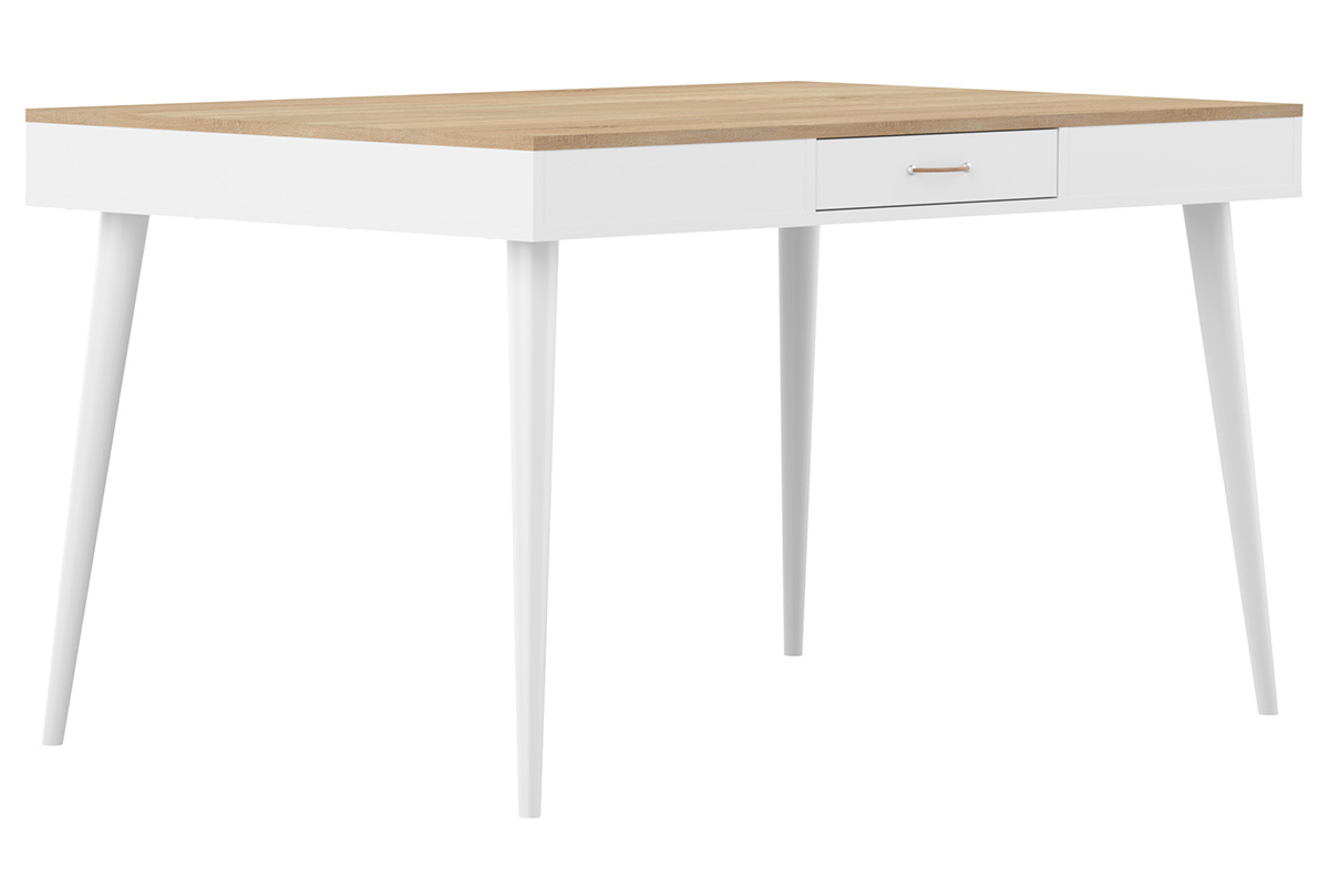 Table  manger scandinave bois et blanc STRIPE