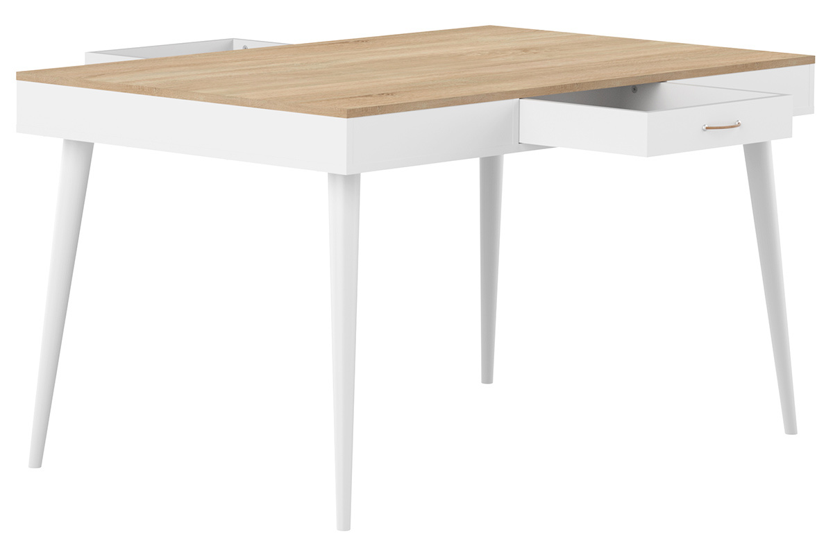 Table  manger scandinave bois et blanc STRIPE