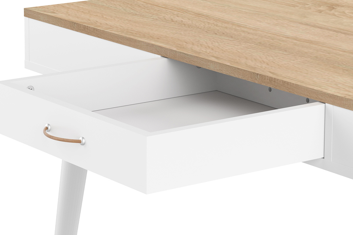 Table  manger scandinave bois et blanc STRIPE