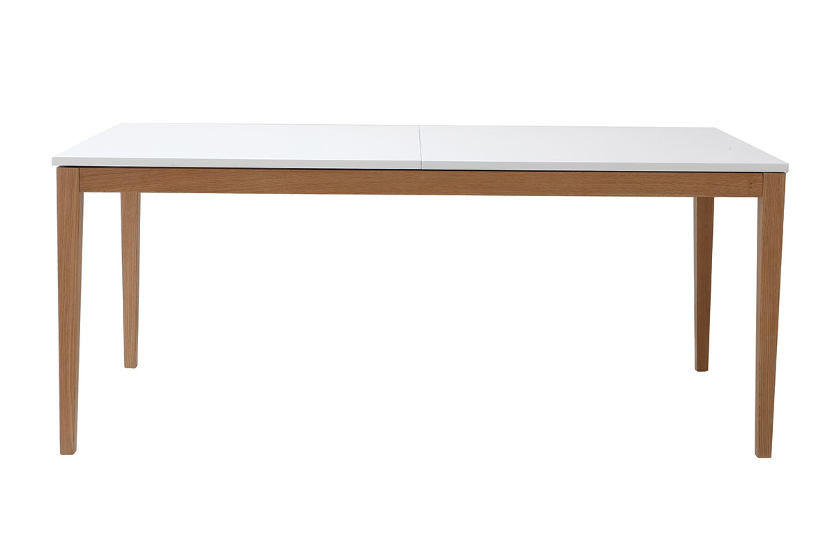 Table  manger scandinave extensible blanche pieds bois rectangulaire L180-260 cm DELAH